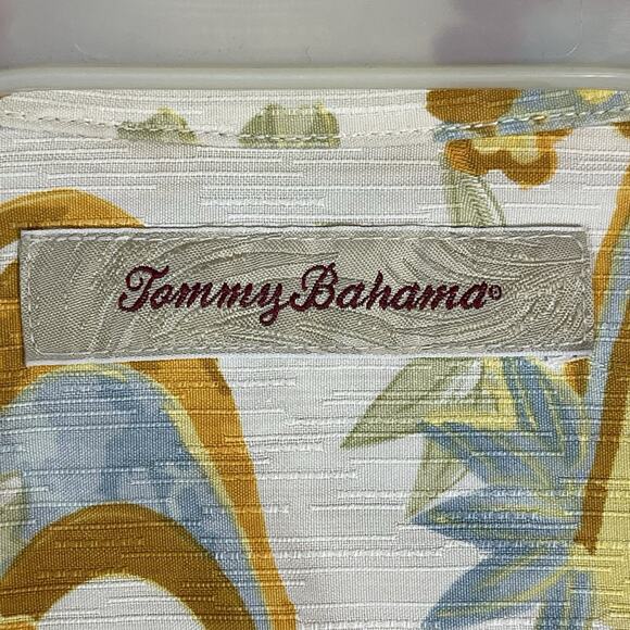 Tommy Bahama Shirt Mens XL Ivory Floral Hawaiian Silk Short Sleeve Button Up - Picture 3 of 11